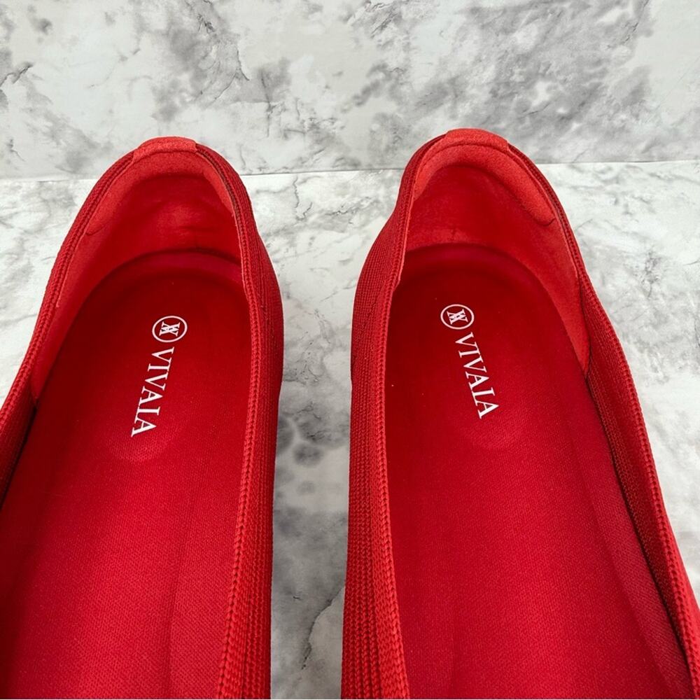 Women's Red Knit Ballet Flats - Comfortable Everyday Loafers - Picture 8 of 16